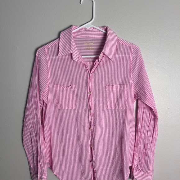 Lilly Pulitzer Pink Striped Button-Up Top - Picture 1 of 3